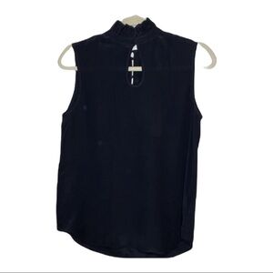 Dora Landa Black Silk Keyhole Blouse Top Size S